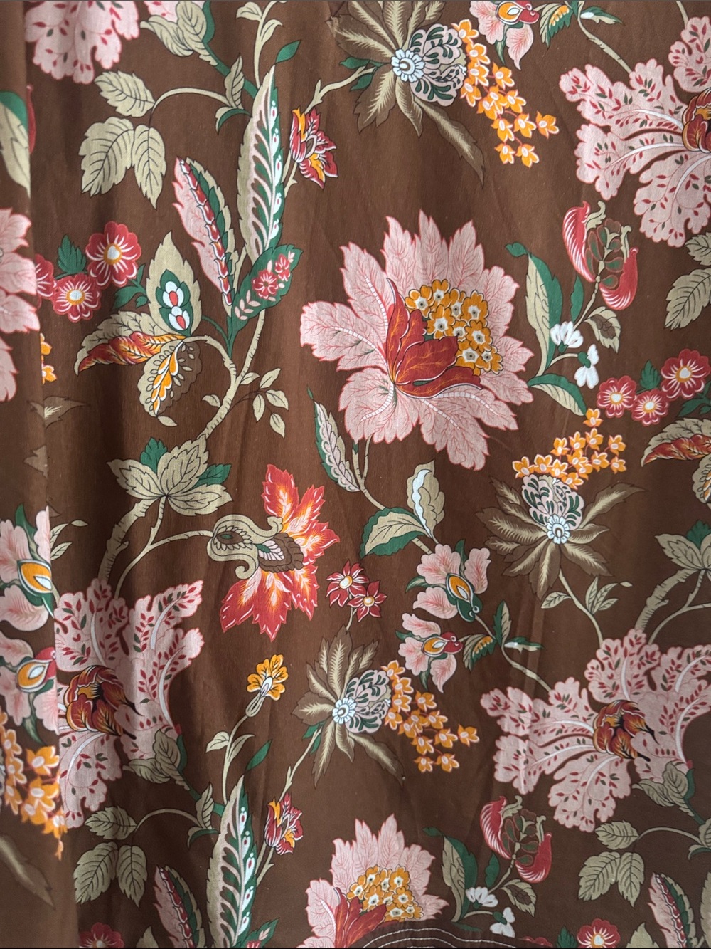 PRICE DROP entro Brown Floral Midi Dress with Pink & Red Blooms - Picture 2 of 5